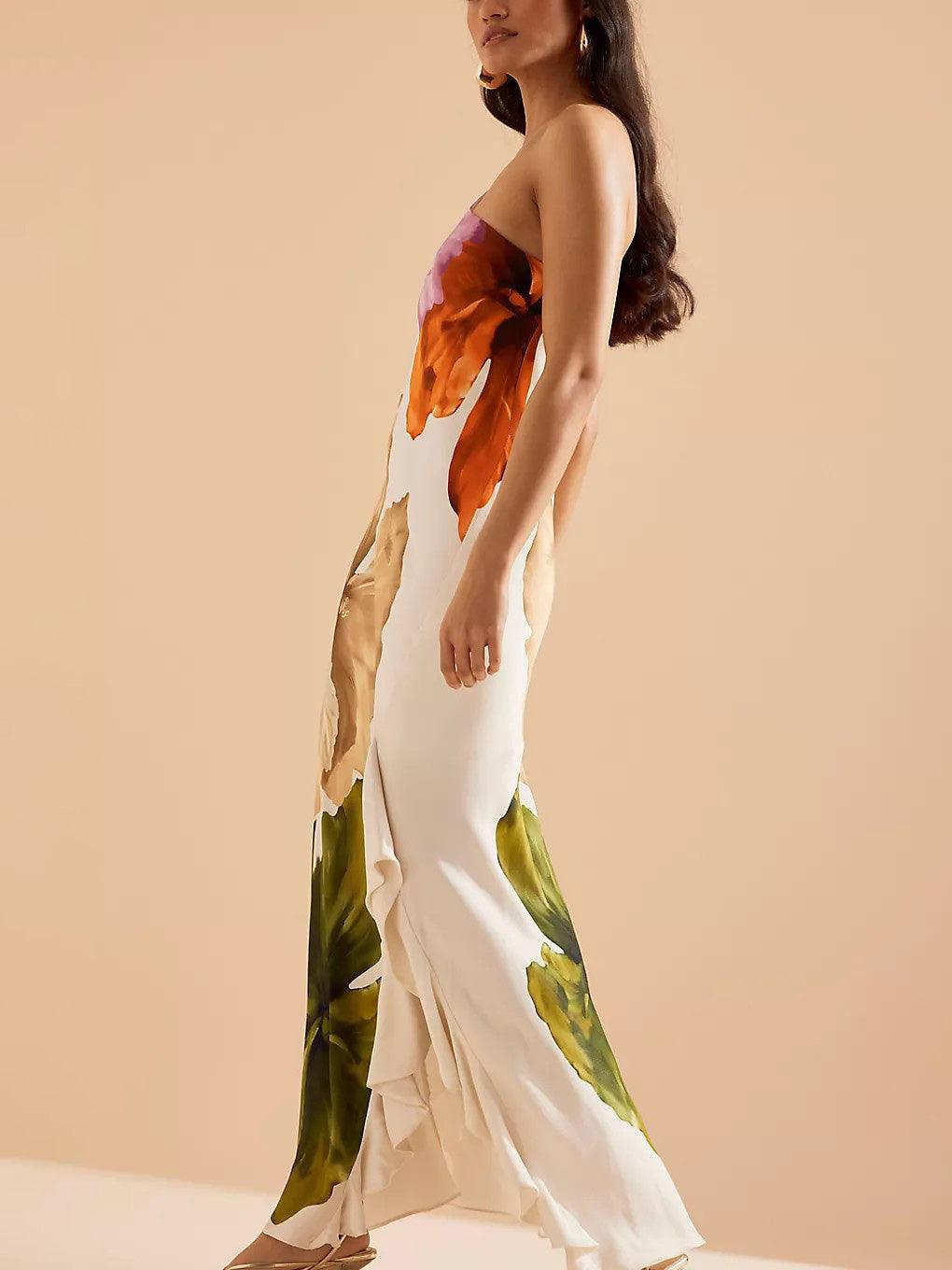 Kira | Abito Maxi Elegante a Stampa Floreale con Spallina