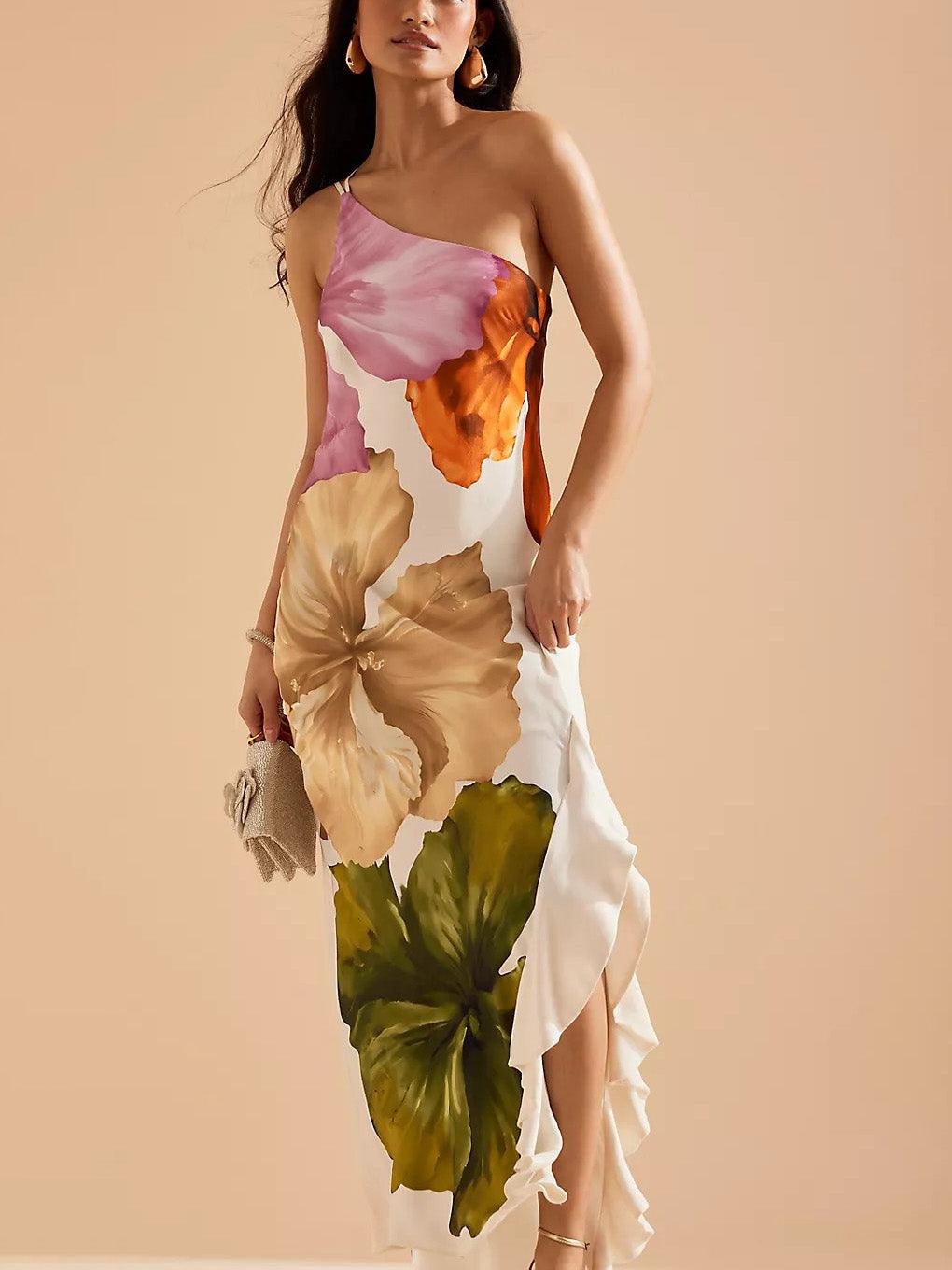 Kira | Abito Maxi Elegante a Stampa Floreale con Spallina