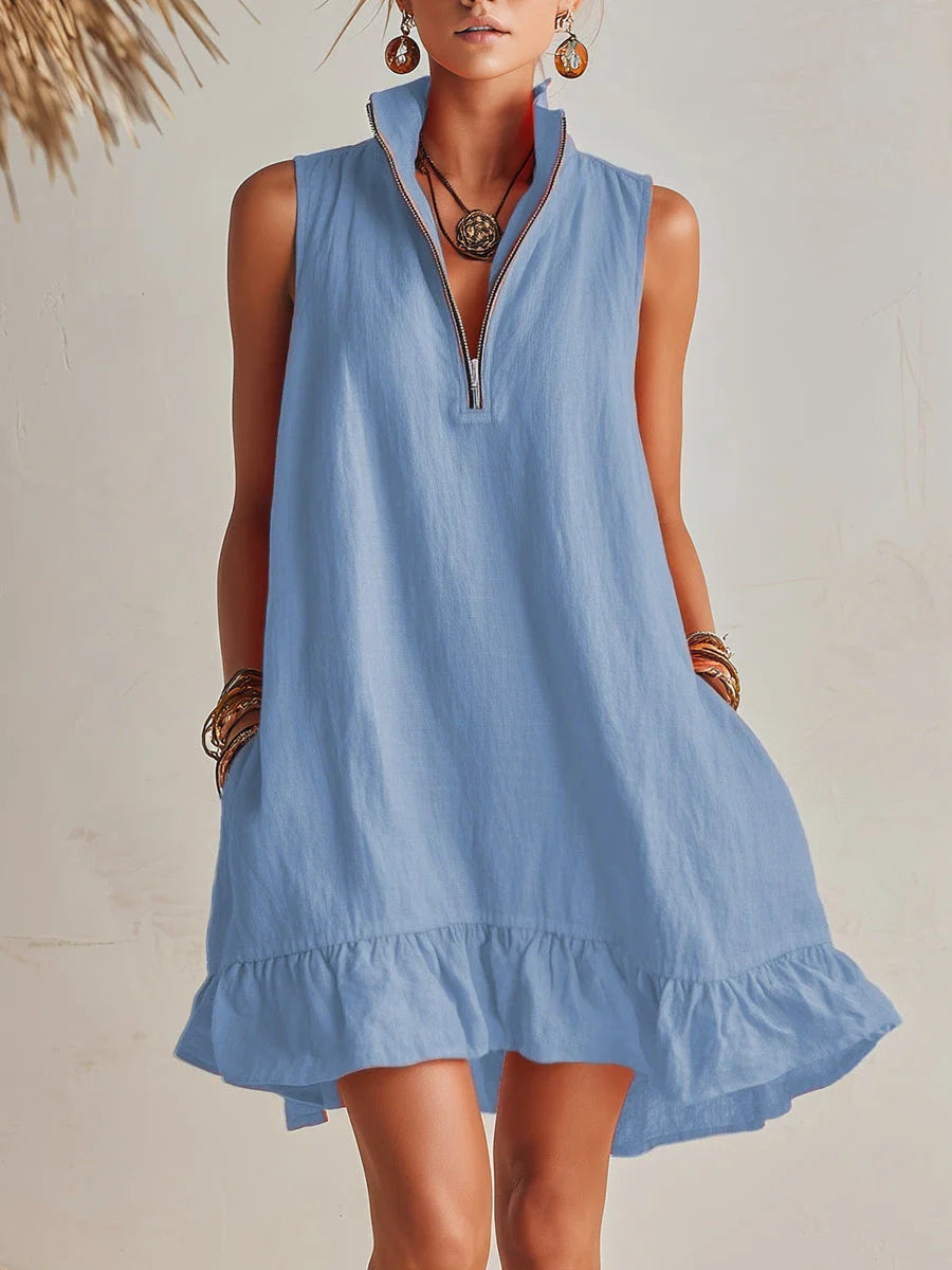 Valmare | Vestido con media cremallera y volantes