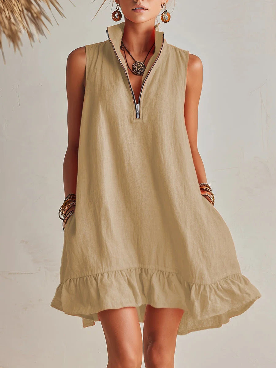 Valmare | Vestido con media cremallera y volantes