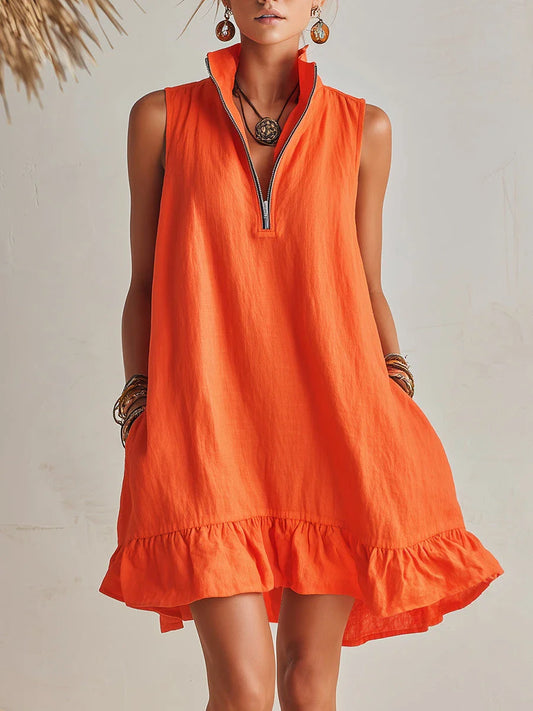 Valmare | Vestido con media cremallera y volantes