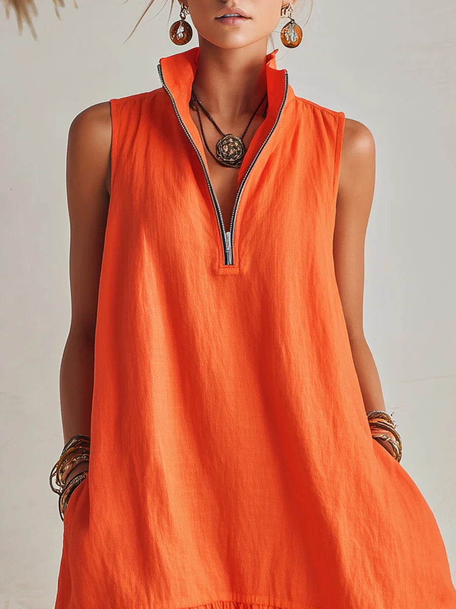 Valmare | Vestido con media cremallera y volantes