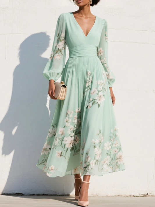 Valmare | Vestido Verde Agua con Estampado Floral
