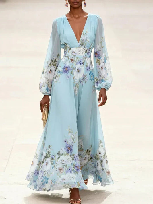 Valmare | Vestido Largo Floral Azul