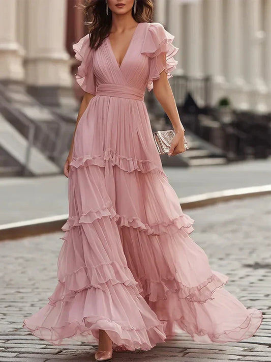 Valmare | Vestido Largo Rosa Elegante