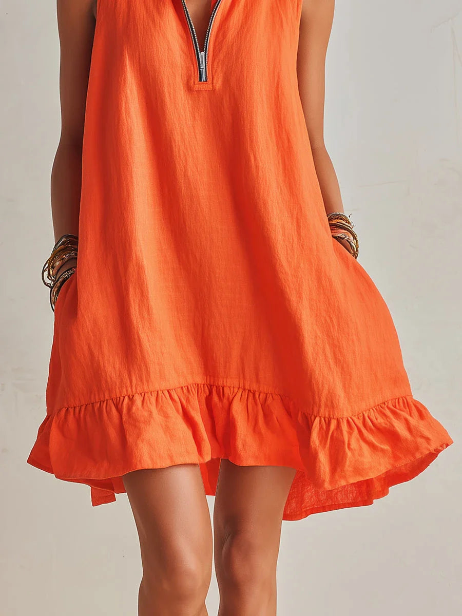 Valmare | Vestido con media cremallera y volantes