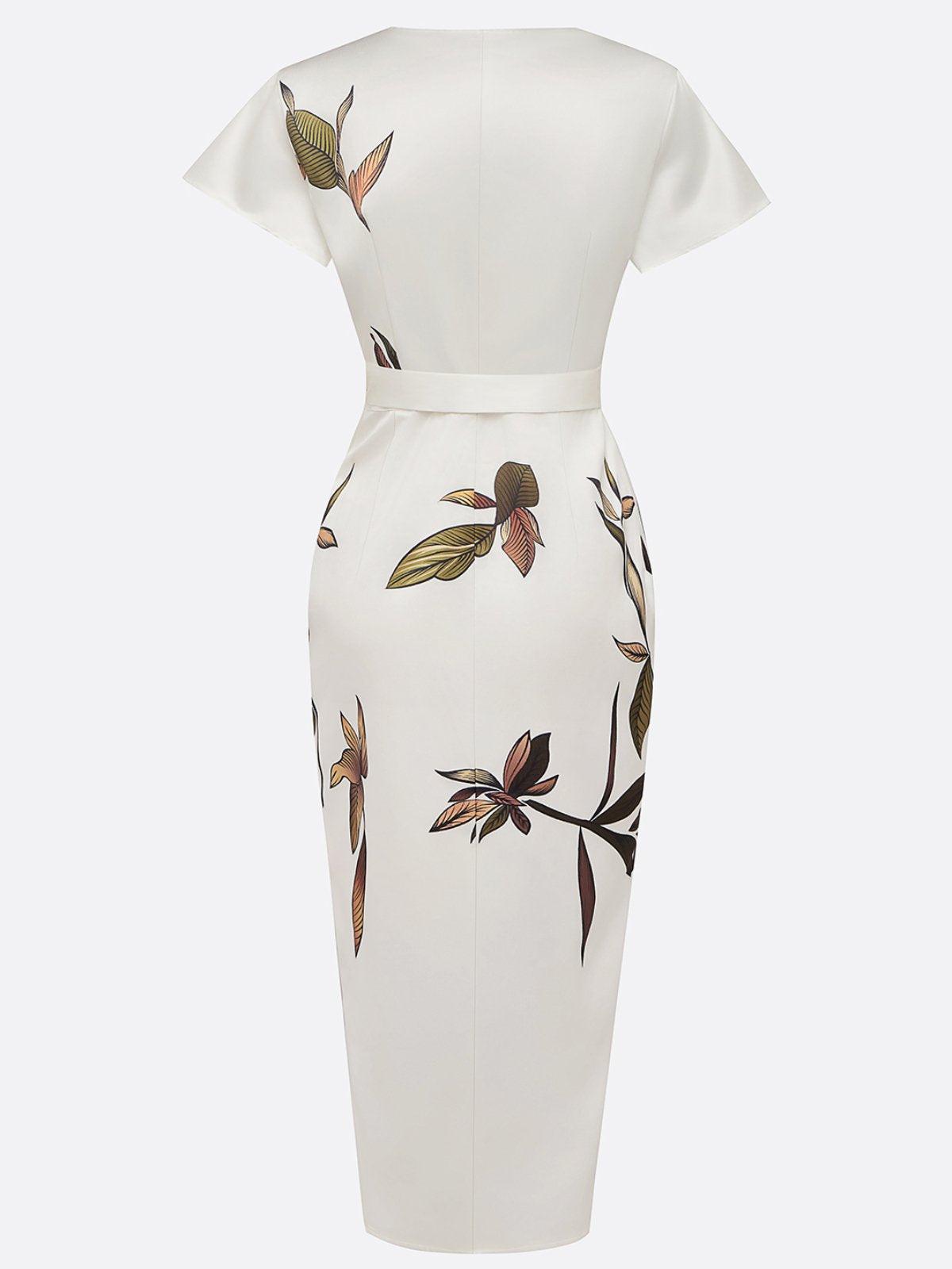 Judy | Abito Midi in Satin a Manica Corta Bianco