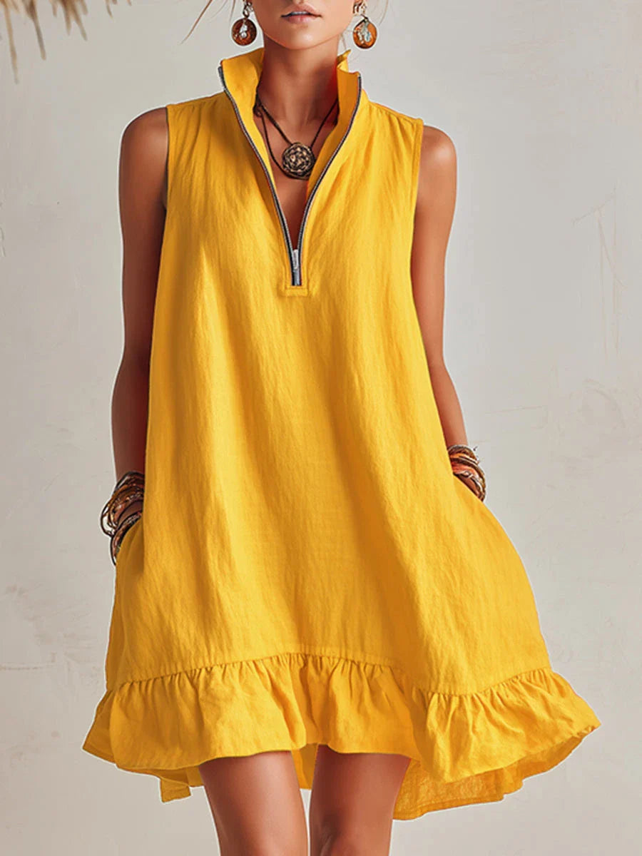 Valmare | Vestido con media cremallera y volantes