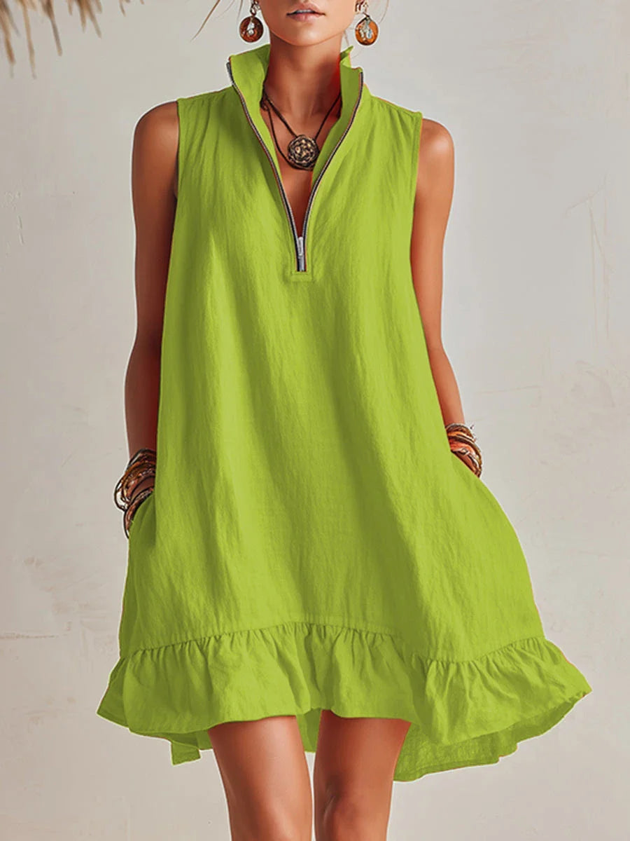 Valmare | Vestido con media cremallera y volantes